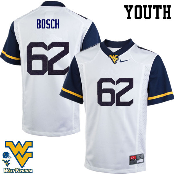 Youth #62 Kyle Bosch West Virginia Mountaineers College Football Jerseys-White